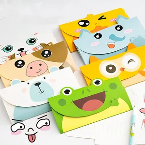 2023 Thank You Greeting Card With Envelope Birthday Greetings Cute Cartoon Kids Cards Bulk Hot Stamping Best Wishes Gift Card