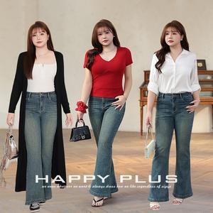 Pantalones Vaqueros Runqi de Cintura Media, Corte Acampanado, Talla Grande, Color Azul Retro, Lavado, de Algodón, para Mujer - Product Image 3