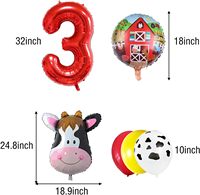 Ensemble de ballons en aluminium sur le thème des animaux de la ferme, vache et coq, ballons en Mylar à motif vache pour la fête d'anniversaire des enfants de 3 ans