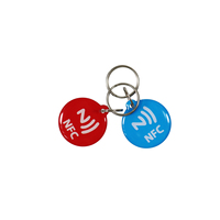 Porte-clés intelligent en résine époxy Syntek RFID 13,56 MHz ISO14443A NFC avec anneau métallique, étanche et code QR disponible