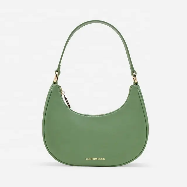 Wholesale fashion vegan leather handbag single short shoulder strap women sling PU crescent bag