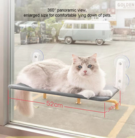 Hamac de fenêtre pliable pour chat avec coussin et housse, fixation murale par 4 ventouses et vis, perchoir sans fil pour chat