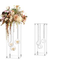 Prêt à expédier – Centre de table de mariage de luxe classique en acrylique de 23,6 pouces, avec pendentif boule sur piédestal, durable et de haute qualité