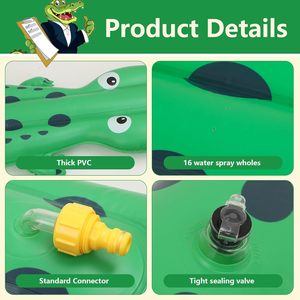 Inflatable Crocodile Sprinkler Toy for Kids Backyard Summer <b>Water</b> Play and Outdoor <b>Fun</b> - Product Image 3