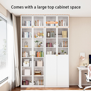 Cream White Steel <strong>Bookcase</strong> Home Use <strong>Children</strong> <strong>S</strong> Floor Standing Figurine Display Cabinet - Product Image 4