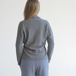 Maglione Premaman <span class=keywords><strong>in</strong></span> Spandex/Cotone Biologico, Grigio, Modello Incrociato, Traspirante, Scollo a V, Manica Corta, Estivo - Product Image 3