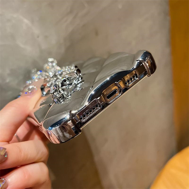 New Luxury Designer Bling Rhinestone Electroplated Back Cover With Wristband Chain for iPhone 14 15 13 Pro Max Case PPC36
