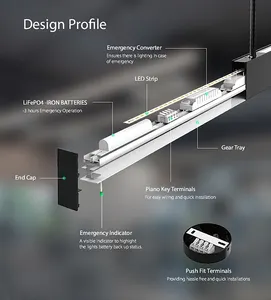 Polo suspenso linear tri-color sem cintilação led pingente de luz linear lâmpada pingente linha t led luz linear luzes ajustáveis