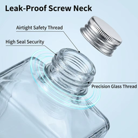 Bouteille en verre carrée de qualité supérieure, grande capacité (500 ml), transparente, durable, anti-fuite, réutilisable, pour huiles essentielles