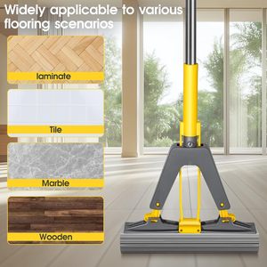 Absorbent PVA Sponge <b>Flat</b> <b>Mops</b> Folded in Half Squeeze Water <b>Mop</b> Retractable Stainless Steel <b>Mop</b> Free Hand Wash - Product Image 5