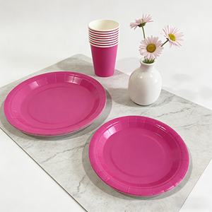 DAMAI Fournitures de fête de couleur unie, vaisselle en papier de couleur unie, ensemble de vaisselle jetable, assiettes de 7 pouces et 9 pouces, gobelets en papier, serviettes - Product Image 5