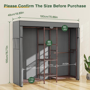 Industrial <b>Heavy</b>-Duty Freestanding Metal Clothes Garment Rack with Fabric Cover OEM/ODM for Living Room - Product Image 5