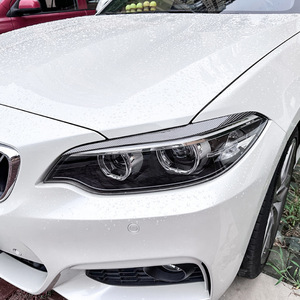 Bmw 2 Series F22 F23 Headlight Eyebrow Sticker Piano Black Carbon Fiber Texture Adhesive Trim Cover 2014-2019 - Product Image 1