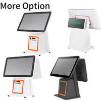 Terminal de point de vente double écran JSJ1200-D-W Windows/Linux/Android 15,6 pouces avec écran tactile capacitif 10 points et imprimante thermique intégrée 58mm/80mm