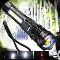 Lampe torche haute puissance 10000 lumens, camping, rechargeable, aluminium, zoom, LED XHP50 COB