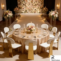 Chaise minimaliste en acier inoxydable doré à dossier incurvé avec coussin moelleux pour mariage, banquet et salle à manger
