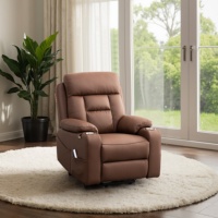 Fauteuil releveur motorisé pour personnes âgées, inclinable, avec télécommande, design traditionnel, revêtement en cuir, accoudoirs rembourrés