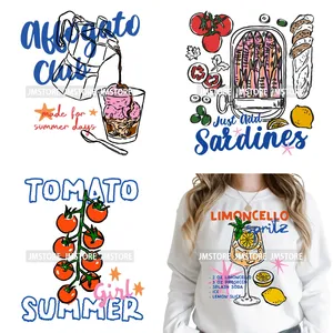 Pegatinas DTF Termoadhesivas Lavables Listas para Prensado para Sudaderas con Temática de Playa, Verano, Tomate, Café, Mariscos Costeros, <span class=keywords><strong>Vino</strong></span> y Amantes del <span class=keywords><strong>Vino</strong></span> - Product Image 1