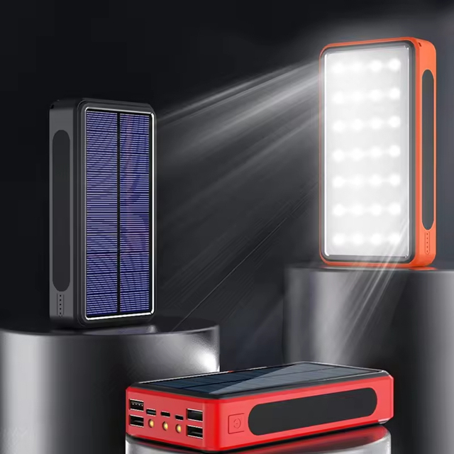 Wholesale Solar Power Bank Fast Charging External Charger 4 USB Wireless Charger Power Bank LED Light for All Cell Phones