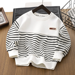 Sweat-shirt à col châle rayé <span class=keywords><strong>de</strong></span> style coréen pour garçons, imprimé teint en pièce, demi-zip, nouvelle collection printemps-automne 2025, grande taille - Product Image 2