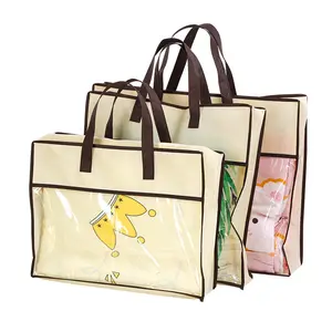 In Stock Sewing Non-woven Transparent Conditioning Blanket Quilt Storage Bag Wholesale With Zipper