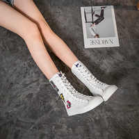Chaussures de style Streetwear pour femmes, baskets en toile à semelle épaisse, décontractées et montantes, personnalisées, unisexes, tendance, 2020