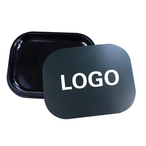 LOGO personnalisé Vente en gros 18x14cm 27x16cm 28.8*18.8 Plateau à roulettes noir avec couvercle magnétique Plateau de service Kit d'accessoires pour fumeurs - Product Image 3