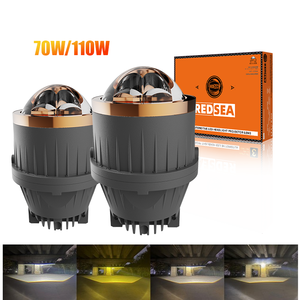 ไฟตัดหมอกโปรเจคเตอร์ LED สามสี Redsea Universal ขนาด 3 นิ้ว 12000LM แบบ Bi LED H4 12V 24V พร้อมเลเซอร์ สำหรับรถยนต์ - Product Image 1