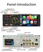 Lecteur MP5 pour voiture BQCC 1 Din 4,1 pouces, écran tactile Android Auto Carplay filaire, 7 couleurs de lumière, FM, USB, BT, Mirrorlink, autoradio