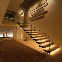 Escalier intérieur flottant en acier moderne du fabricant chinois Usine d'origine Mono Stringer pour Loft Kitchen Well Straight Steel