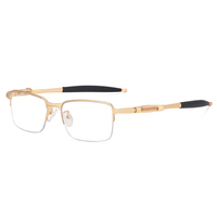 MK91283 Gafas de Metal Rectangulares Unisex con Media Montura, Anti Luz Azul, Diseño Moderno, Lentes Ópticas