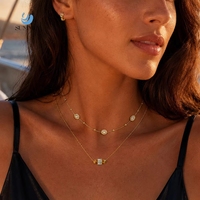 Collar de Cadena Doble Apilable Minimalista y Moderno SUMMLY, Joyería de Moda de Acero Inoxidable con Baño de Oro de 18K para Mujer
