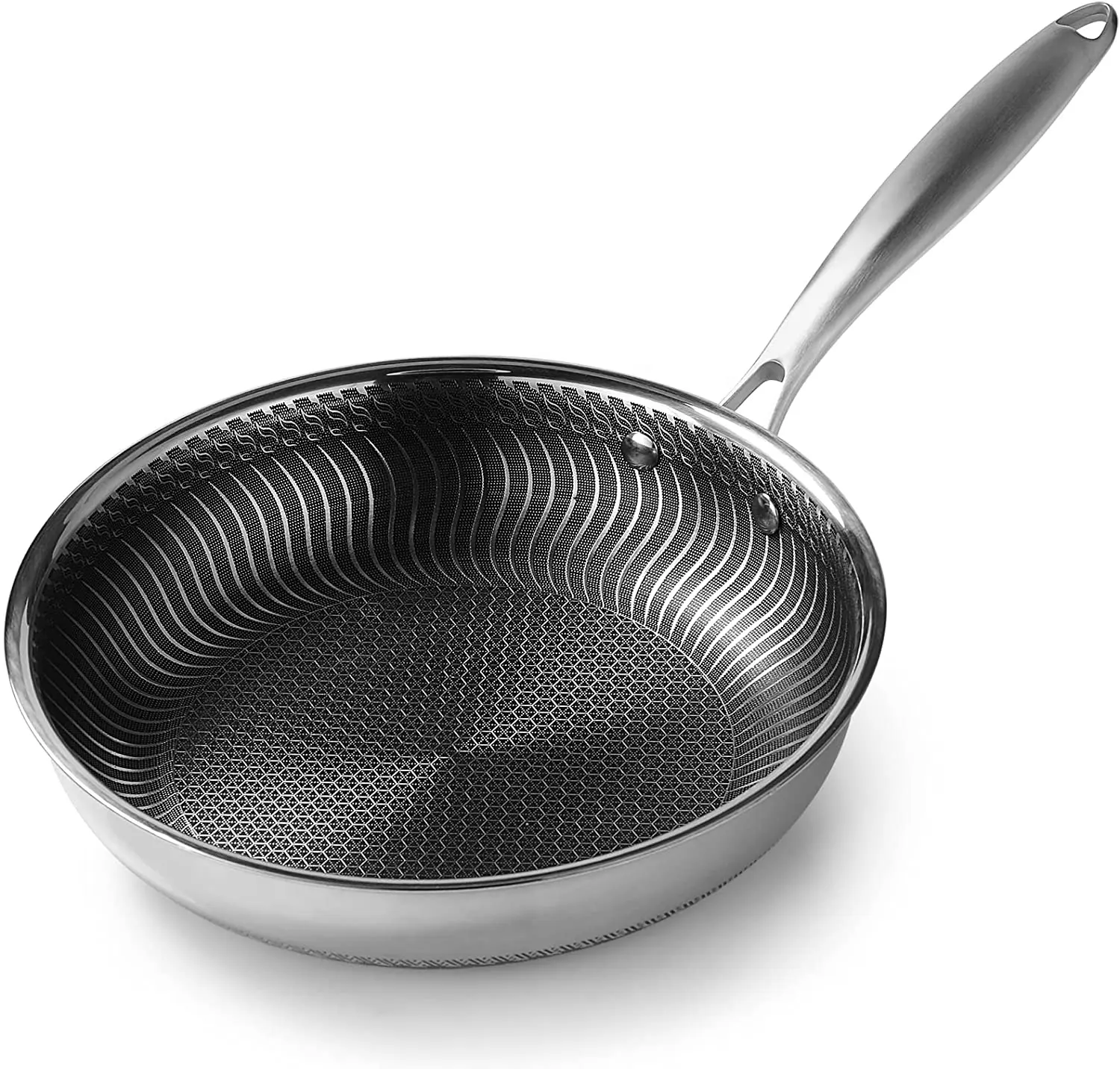 Food Grade triply acciaio inossidabile 304 grill pan a nido d'ape padella antiaderente manico in acciaio cucina domestica cottura wok