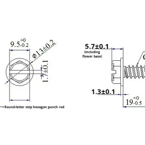 <span class=keywords><strong>SUNO</strong></span> Tornillos No Estándar de Acero Chapado en Zinc, Cabeza Plana con Brida Hexagonal, Moleteado, Antideslizante, Rosca Fina Autorroscante - Product Image 5