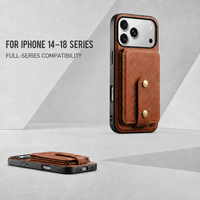 Casing Dompet Pengisian Daya Nirkabel Magnetik N52 untuk iPhone 18 Pro Max 17 16, Penutup Kulit PU Vintage dengan Tempat Kartu yang Dapat Dilepas