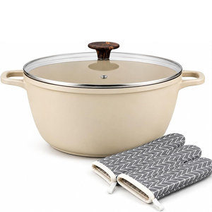 Casserole en céramique antiadhésive de haute qualité, style moderne, compatible induction, pour soupes et ragoûts, en fonte. - Product Image 1