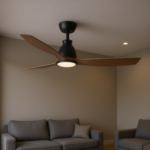 Ventilatore da Soffitto LED Moderno da 52 Pollici, Finitura Nera, Montaggio a Filo, 3 Pale, Telecomando, Motore AC, Uso Domestico - Product Image 2