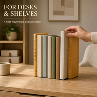 Grandes serre-livres en bambou naturel en forme de livre, pour livres lourds, lot de 2, serre-livres en bois antidérapants, noyer