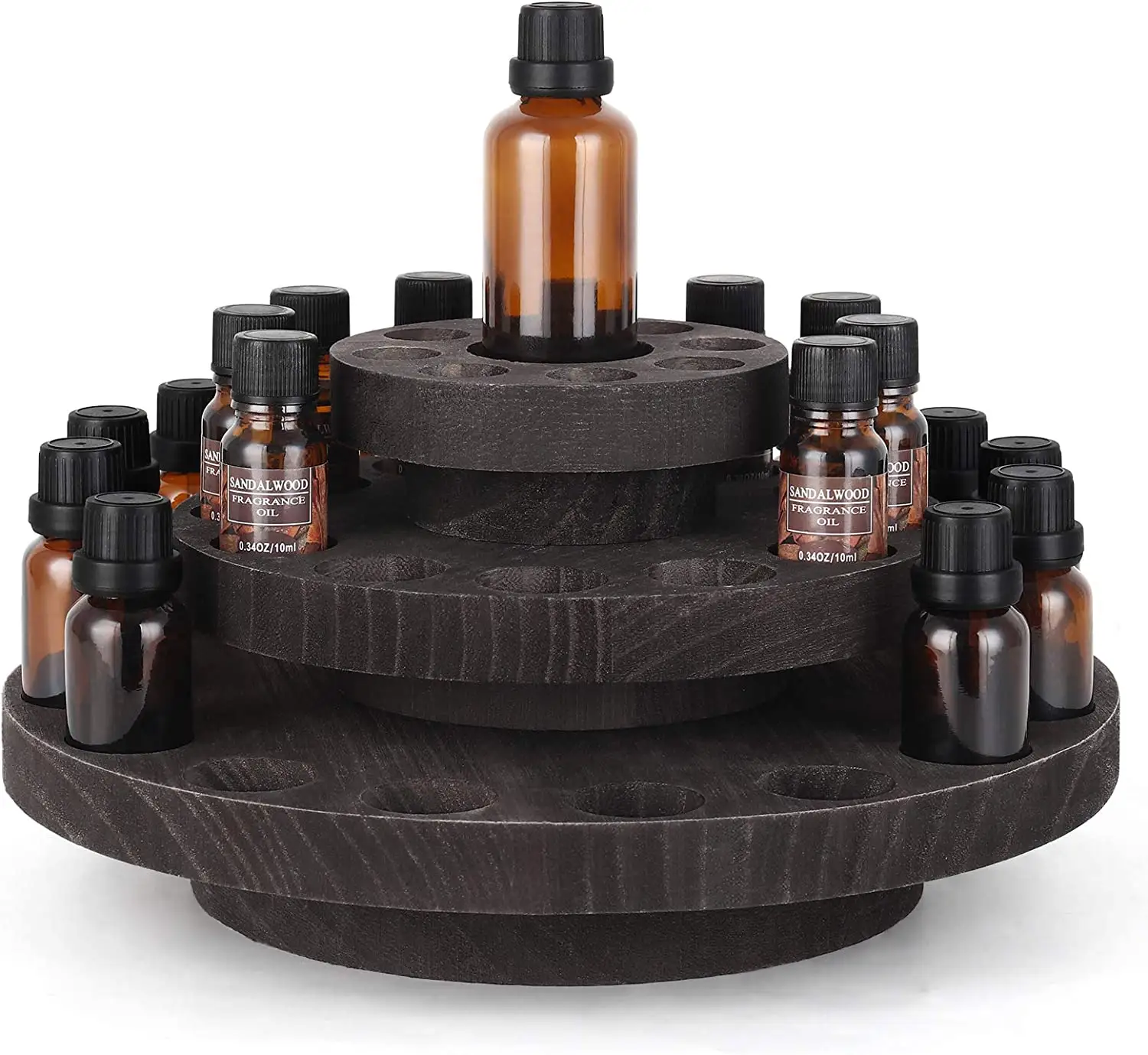 wooden Essential Oils Storage Rack 3-Tier Round Essential Oil Holder rolling tray Standing Organizer for Nail Polish display