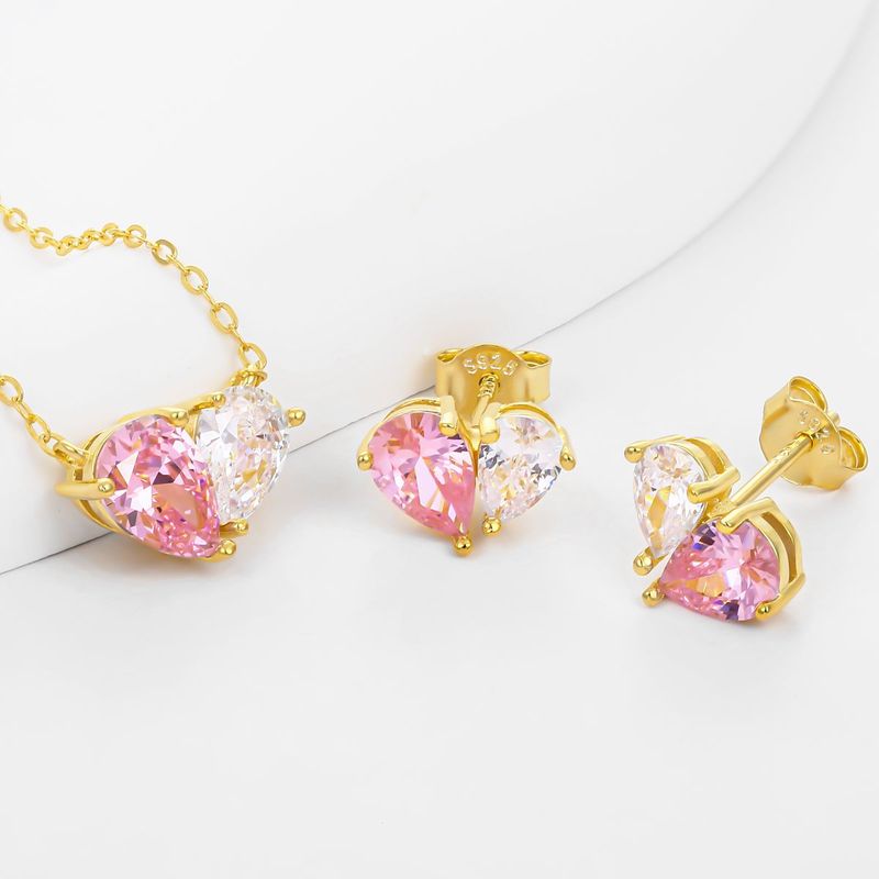Fashion Jewelry Set Heart Earrings Zircon