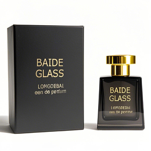 Luxury Packaging Empty Rectangle <b>Perfume</b> Spray <b>Bottle</b> Pump Crimp Clear 30ml 50ml 100ml Glass Black <b>Perfume</b> <b>Bottle</b> with Gold Cap - Product Image 1
