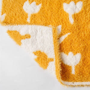 Couverture en tricot jacquard à plumes, double face, réversible, motif floral <span class=keywords><strong>tulipe</strong></span>, couverture moelleuse et duveteuse réversible pour lit et canapé - Product Image 1