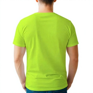 Camiseta de Manga Corta Verde Neón para Hombre, Cuello Redondo, Estilo Casual, Corte Regular, Color Sólido, Tejido de Punto, Ideal para el Verano - Product Image 3