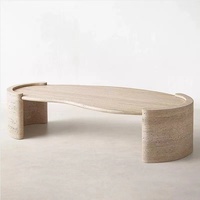 HZX Table basse en tavertine personnalisée Table à manger moderne de style romain Dessus de table en tavertine Marbre de travertin naturel rectangulaire