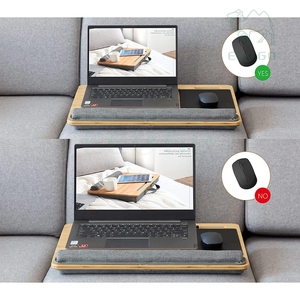 Soporte de bambú para computadora portátil con 2 ranuras en la cama y el sofá, escritorio portátil para computadora portátil con cojín, mesa para computadora portátil con valor por dinero, alfombrilla de ratón incorporada - Product Image 5