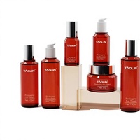 Bouteille en plastique cosmétique Taolin, personnalisation de la marque, ensemble de soins de la peau en PETG, bouteille de toner cylindrique translucide givrée rouge 180 ml