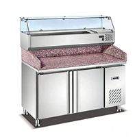 Réfrigérateur commercial pour bar à salades 1200 mm, table de préparation en acier inoxydable 0-10 ℃   Refroidissement par air avec 2 portes pour cuisine de restaurant
