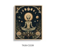 Zazen Design Tableau mural sur toile, Alien OVNI en train d'enlever un cowboy, Décoration murale avec cactus du désert et fleurs