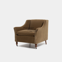 Fauteuil en velours à une place, style campagnard vintage, meuble d'appoint pour bureau à domicile, fauteuil pour salon, usage domestique