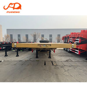 Remorque plateau robuste à trois essieux, remorques de camion plateau 3 essieux avec plaque antidérapante pour le <span class=keywords><strong>transport</strong></span> de conteneurs sur châssis de port en Afrique - Product Image 3